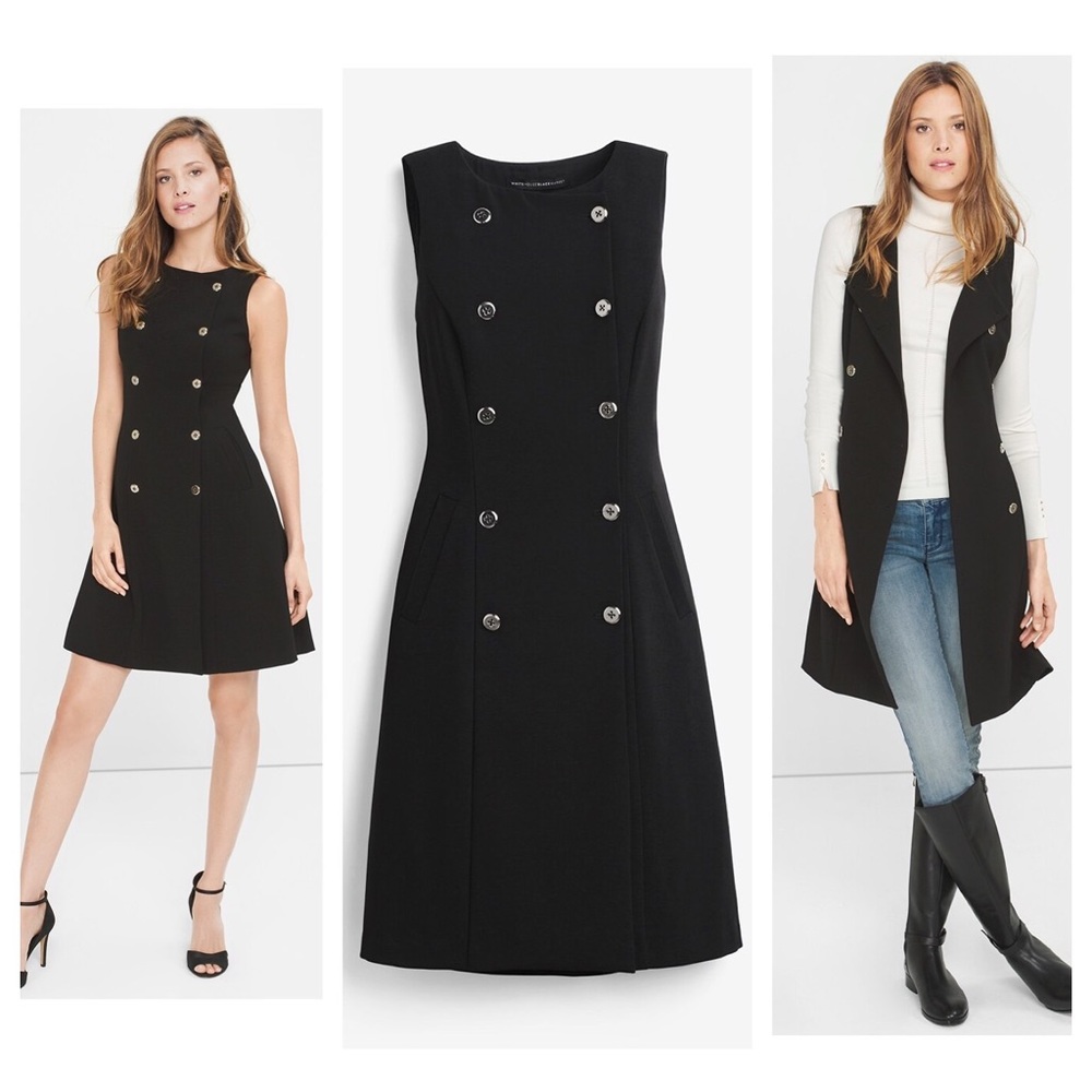 WHBM black double breasted a-line dress
